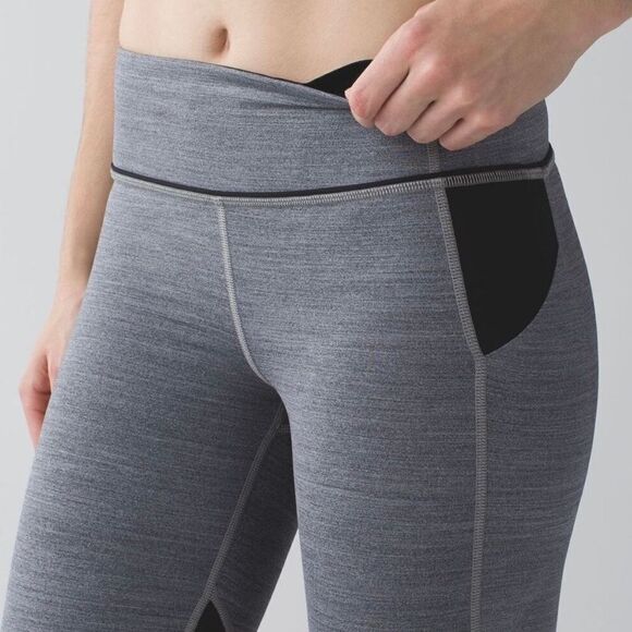 Lululemon Pace Rival Crop Legging Heather Gray Black - Picture 8 of 15